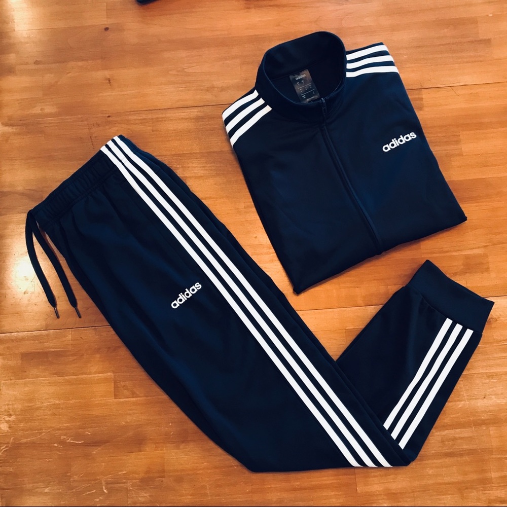 adidas Blue & White Three-Stripe Track Pantsl